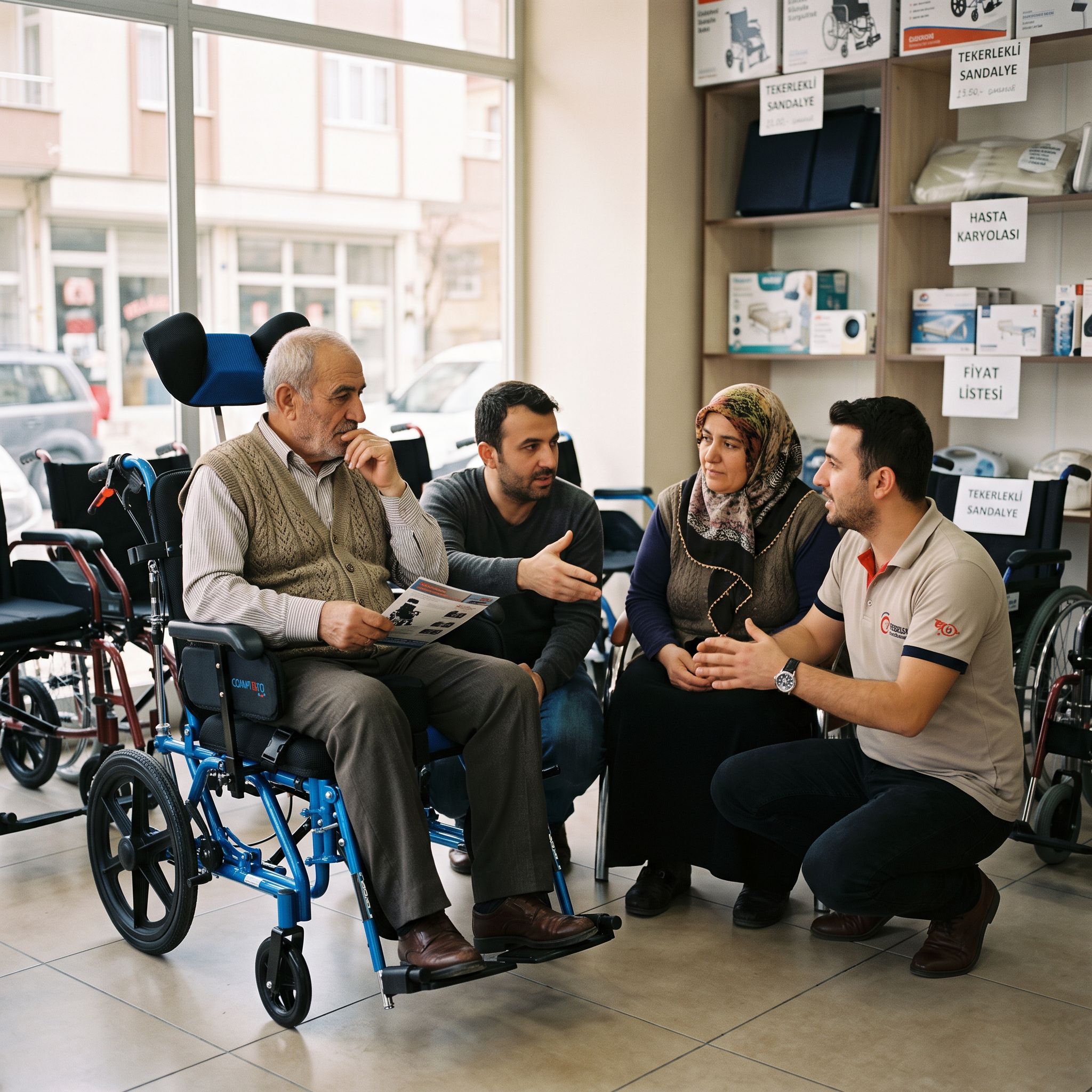 Medikal mağazada tekerlekli sandalye alımı ve KDV süreci